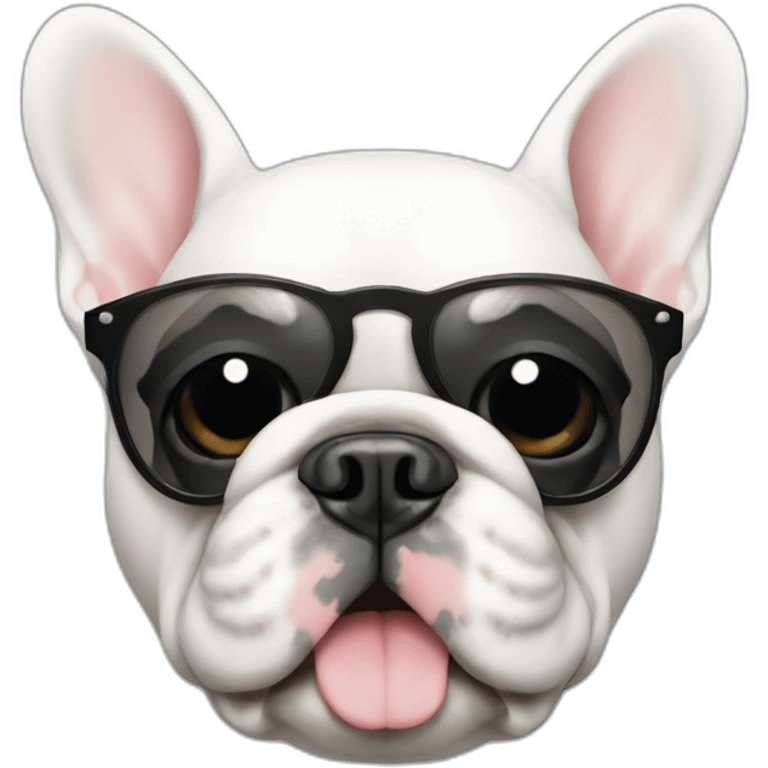 white FRENCH BULLDOg with sunglasses emoji