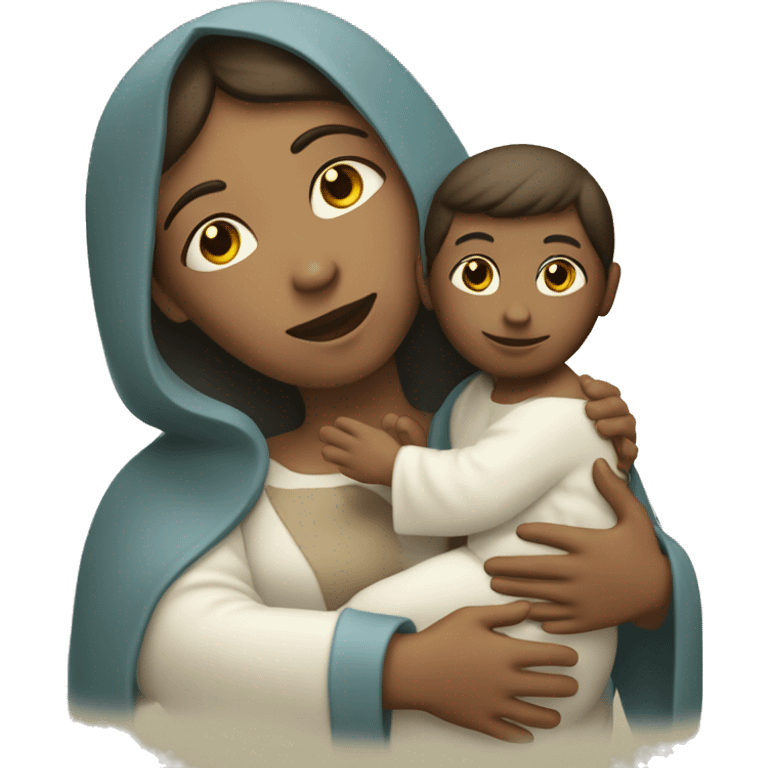 Maria mother of Jesus with Jesus in hands white skin emoji