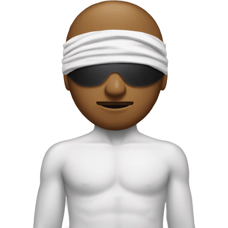 Blindfolded man wearing swimsuit emoji