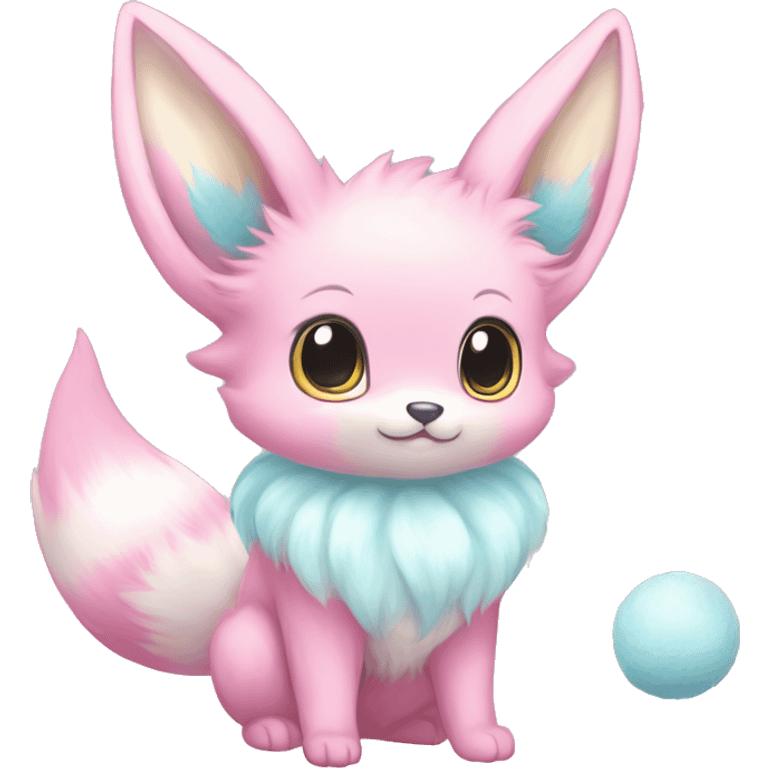 Kawaii Pastel Cotton-Candy-Colored Eeveelution-Cute-fox-Bunny-Pokémon-fusion full body emoji