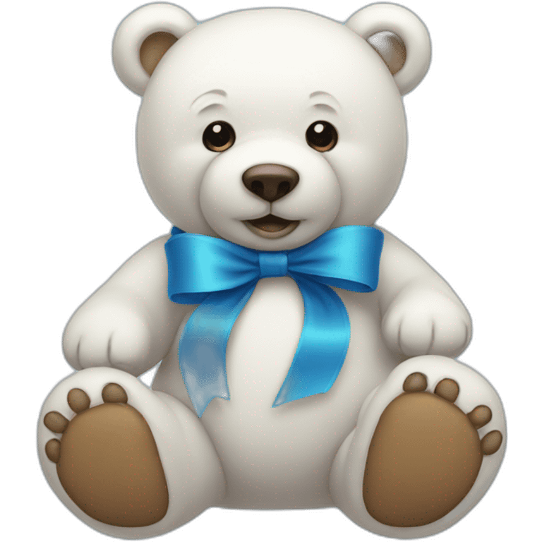 white bear with blue ribbon  emoji