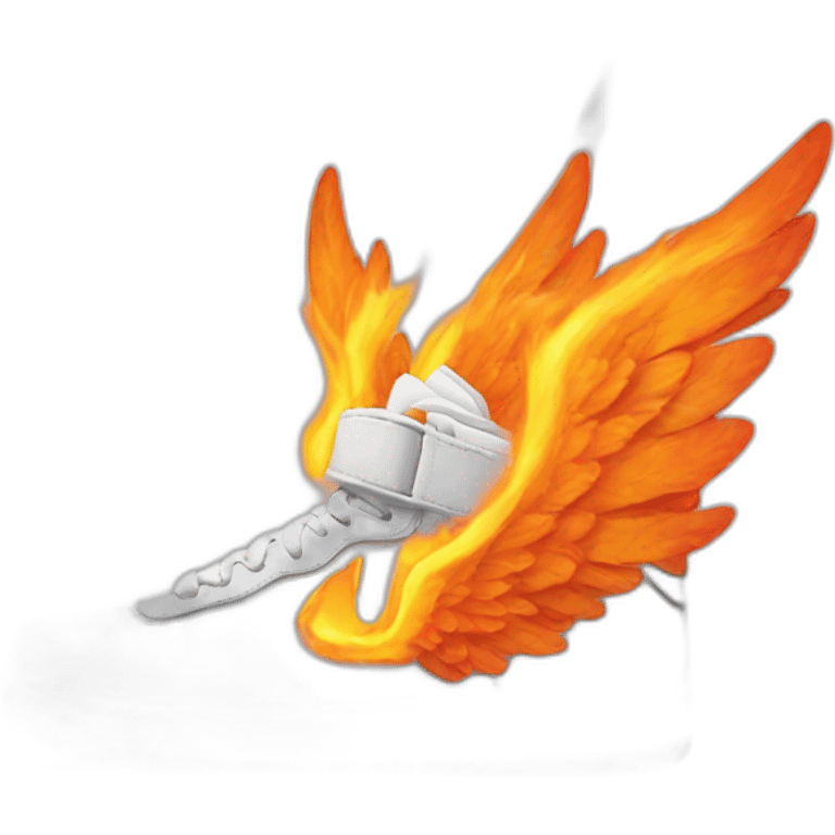 a sneaker with wings on fire  emoji