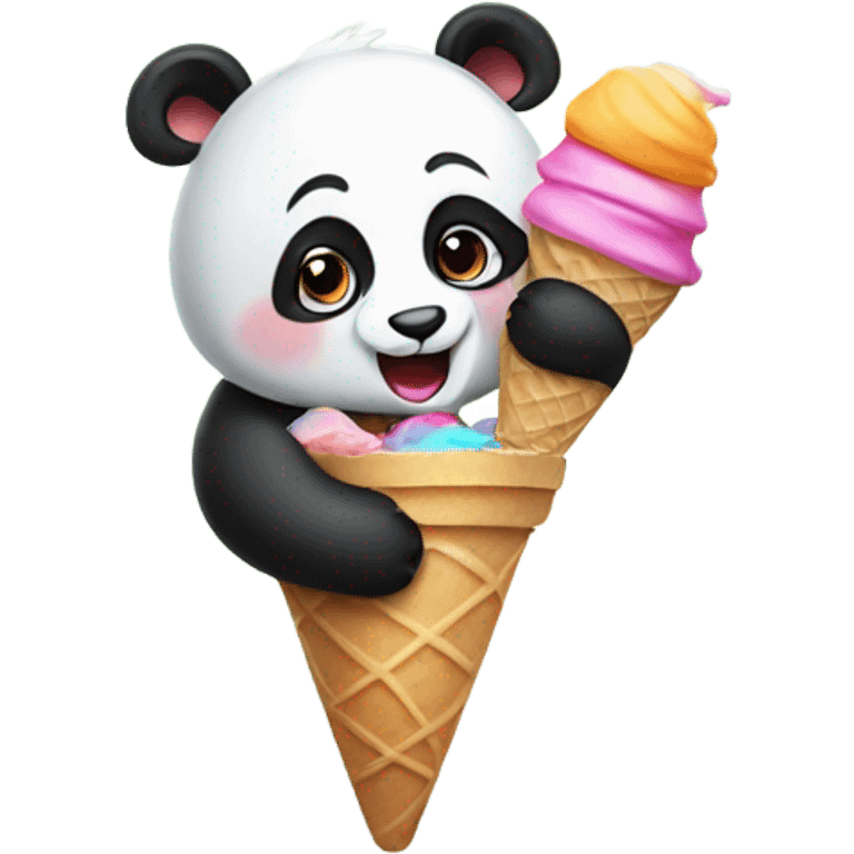 Panda eating ice cream emoji