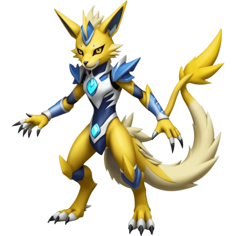  Cool Edgy Shiny Futuristic Ethereal Legendary Zeraora-Digimon-Lombax-Renamon-hybrid full body emoji