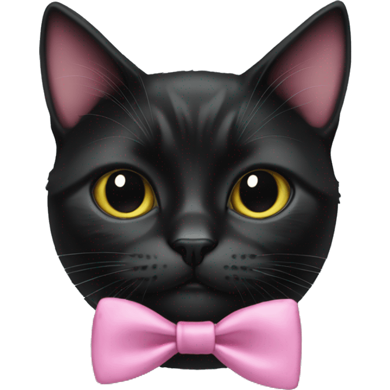 black cat with pink bow tie emoji