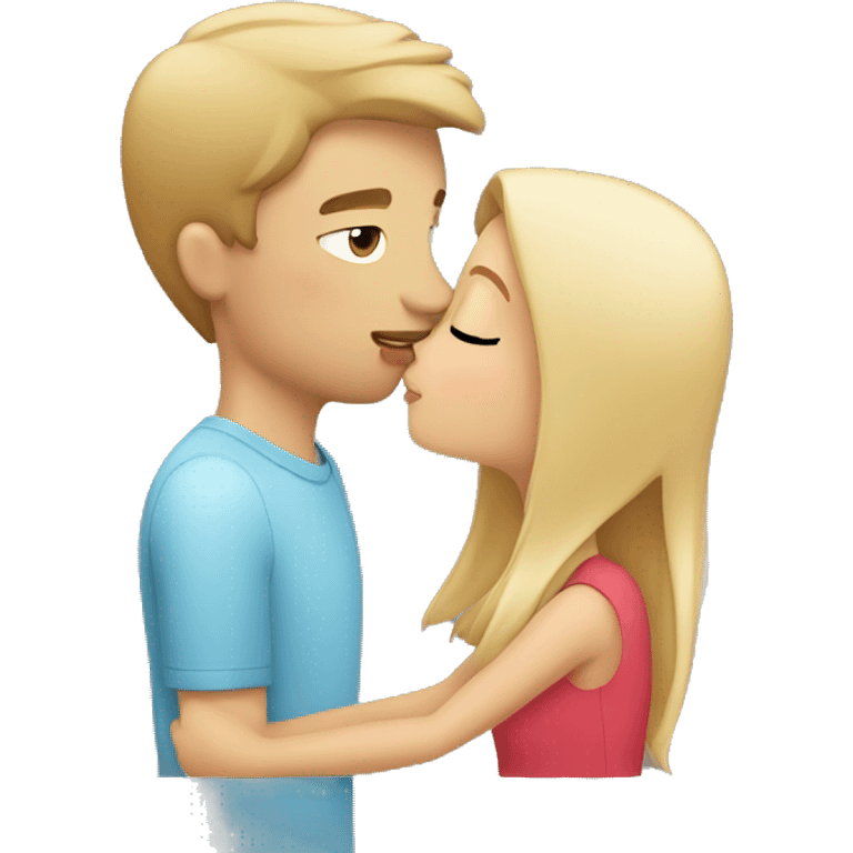 Brunette girl kissing blond guy emoji