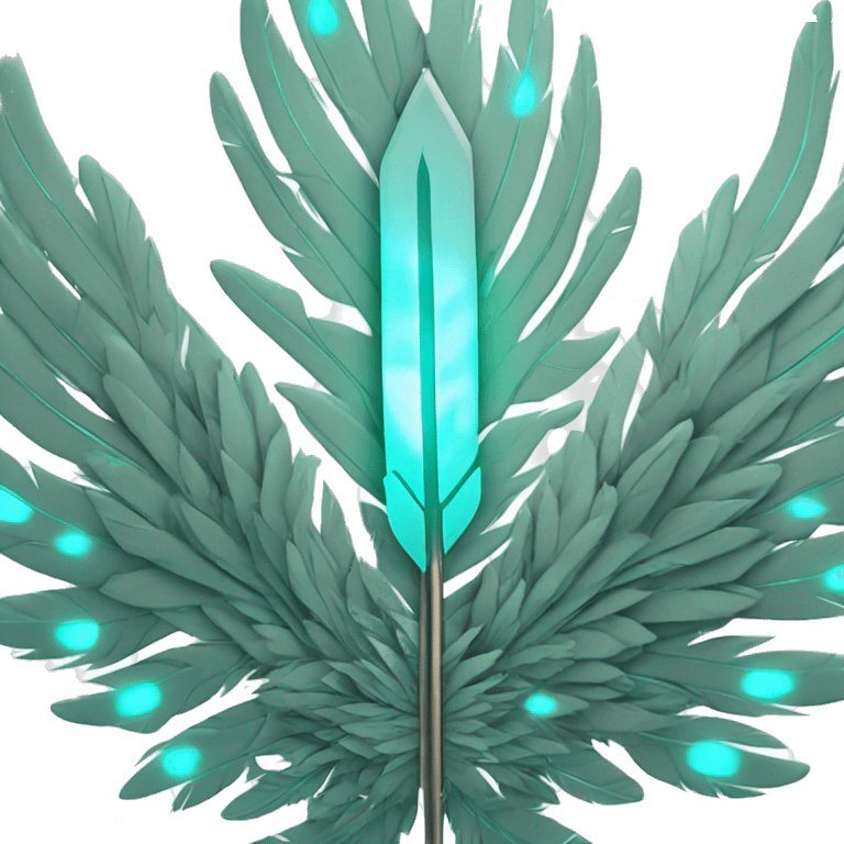 Cyber phoenix feather with aqua colored glowing circuitry emoji