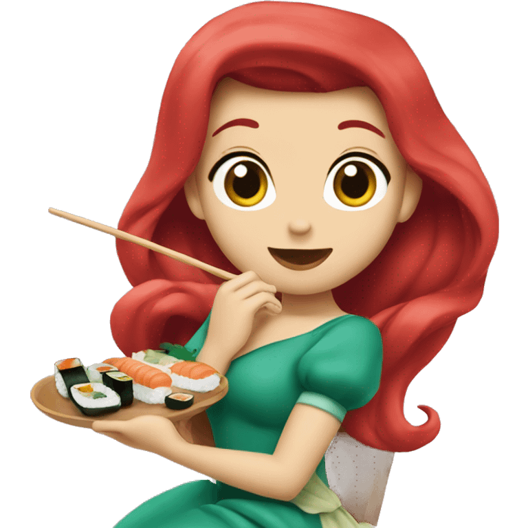 Princess Ariel eating sushi emoji