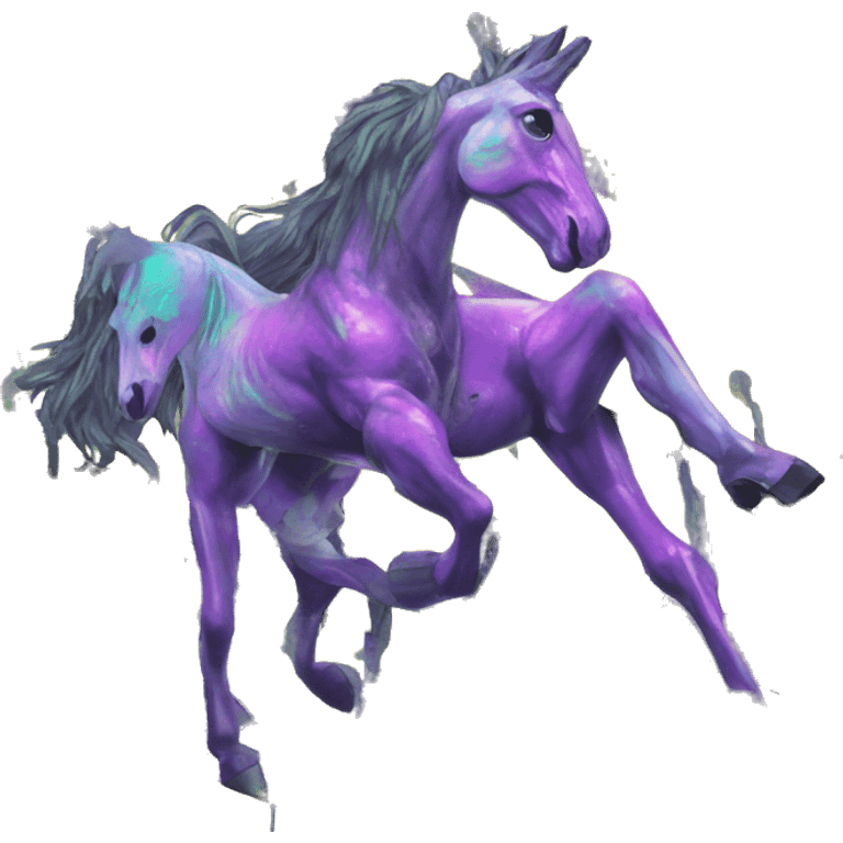 .Zombie_ Vaporwave black holographic oilslick zombie unicorn yellow caution tape graffiti Pegasus emoji