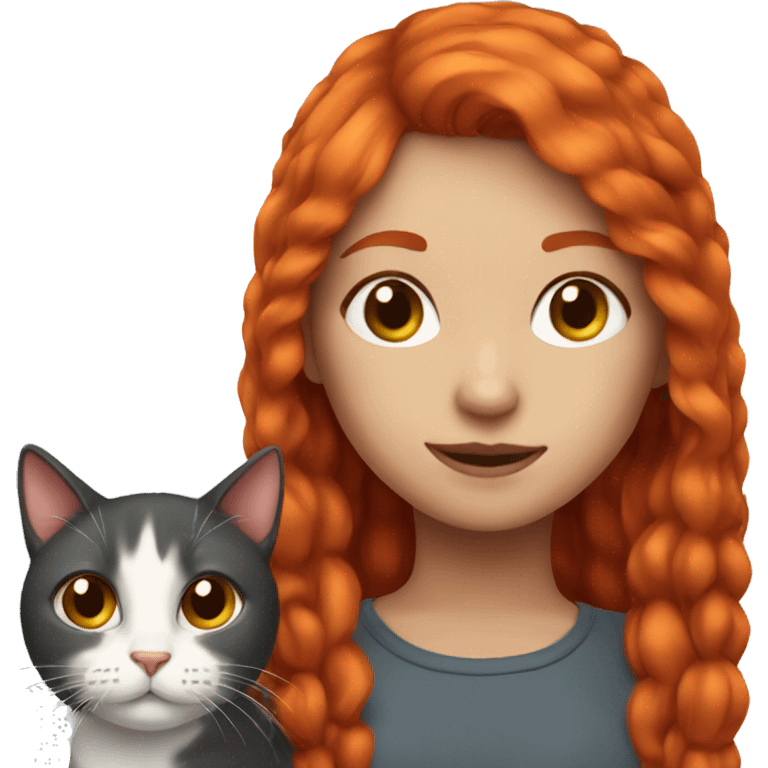 girl with red hair and cat emoji