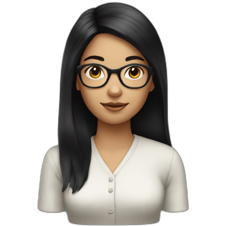 A girl with black hair wearing a glasses  emoji