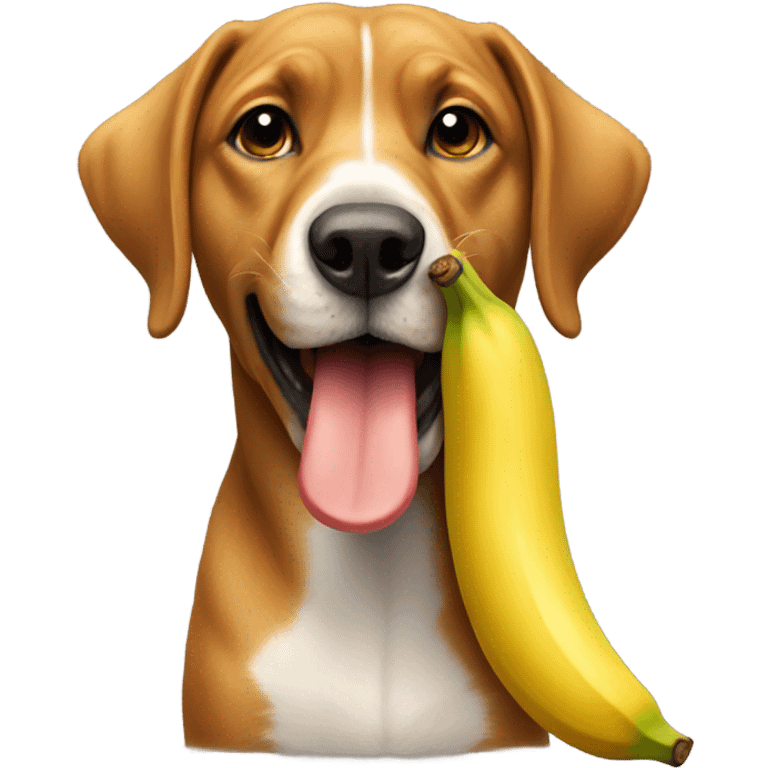 Dog holding a banana emoji