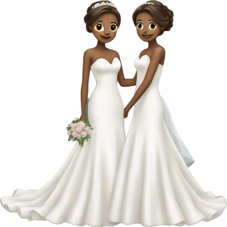 Two girls in wedding dresses pretty emoji