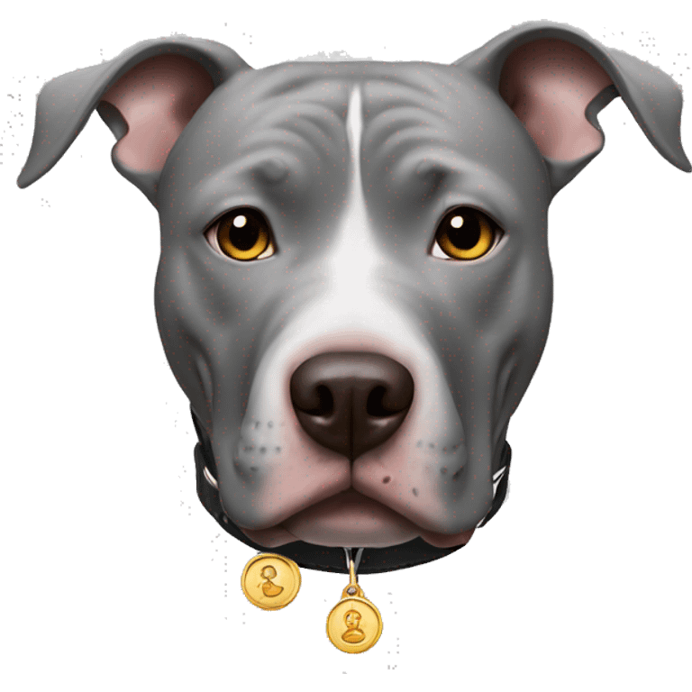 Gray pitbull with a penny collar emoji