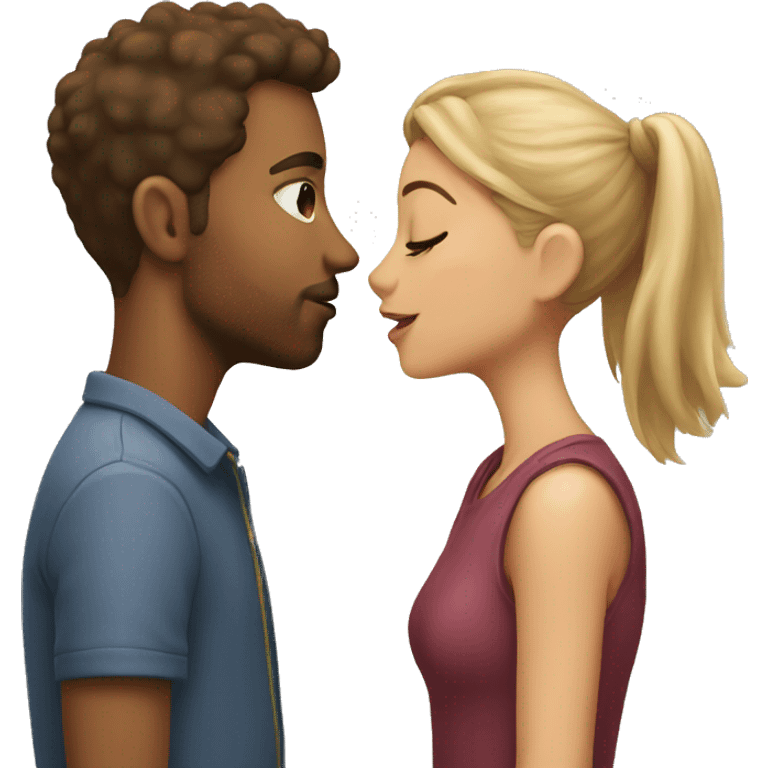 A girl kissing a guy on the forehead  emoji