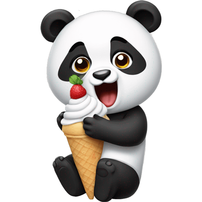 Panda eating ice cream emoji