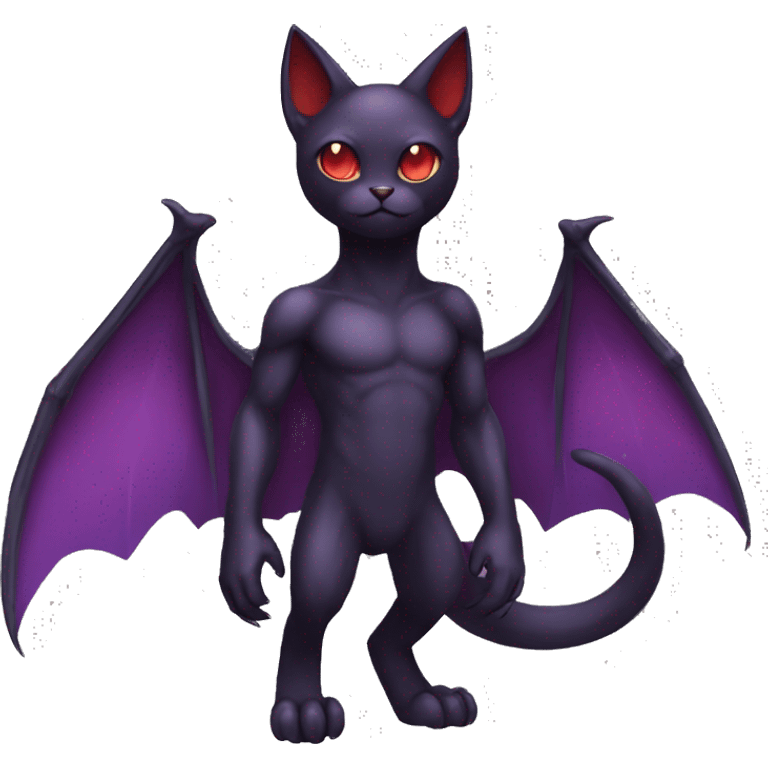 Cute cool dark black red purple bat cat Fakemon full body emoji