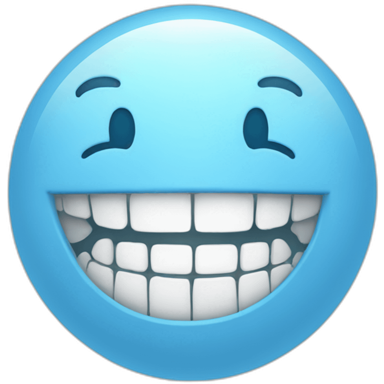 a round light blue bubble with teeth emoji