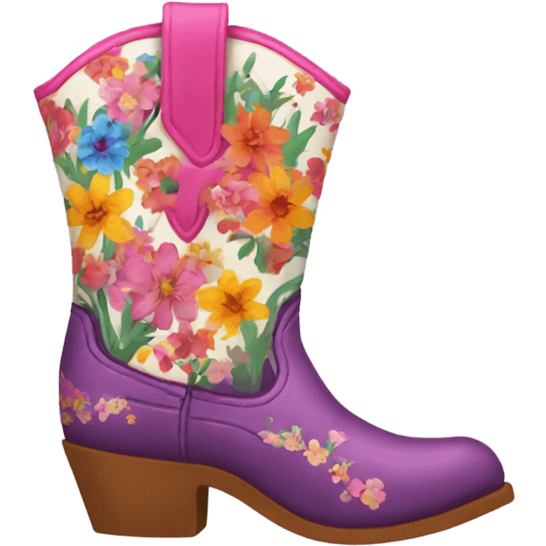 vibrant floral cowboy boot emoji