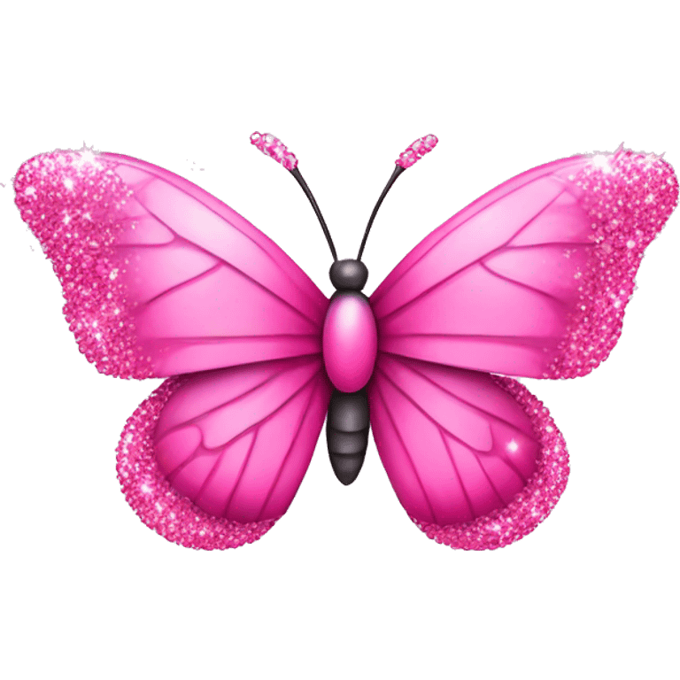 Pink butterfly with pink sparkly crystals floating around it emoji