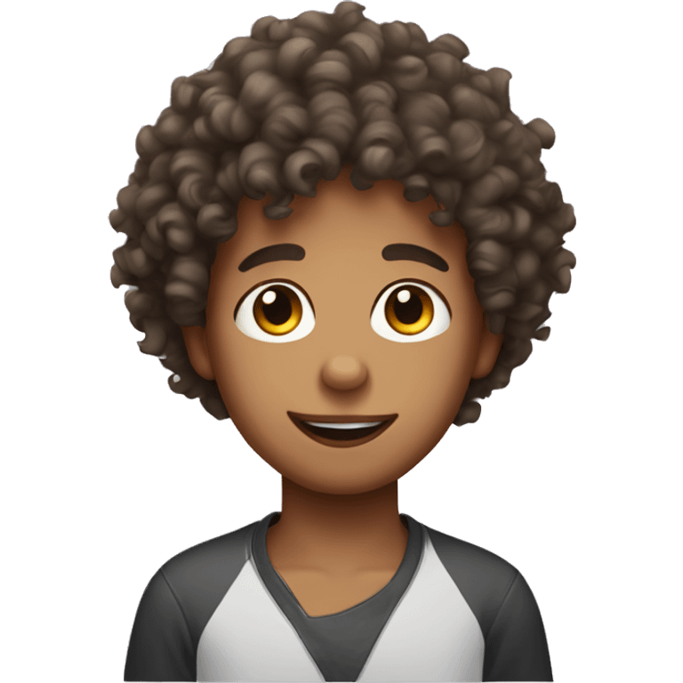 curly haired boy with painted nails emoji