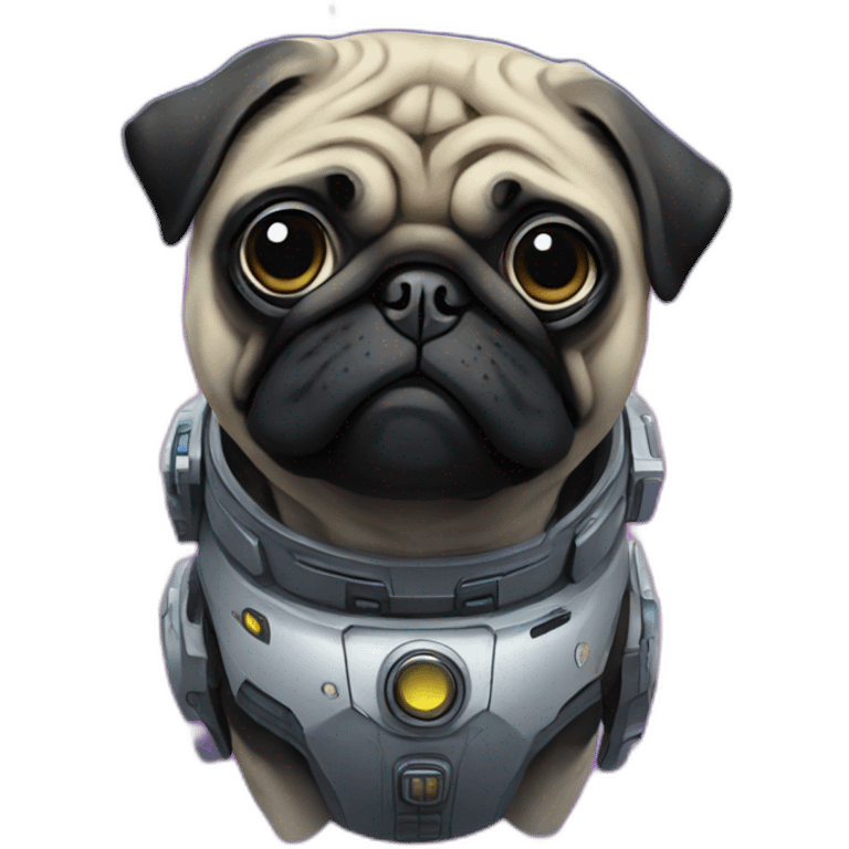 A pug in cyberpunk space emoji