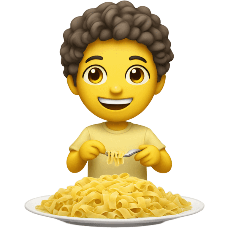 Rosie is cute and yellow eating pasta emoji