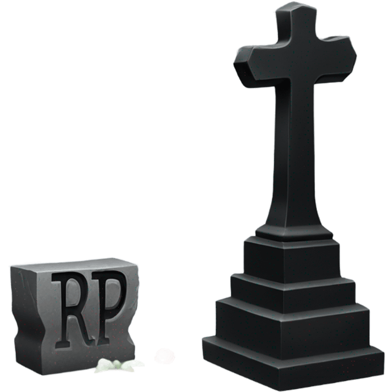 a black grave with the letters RIP on a silver  emoji