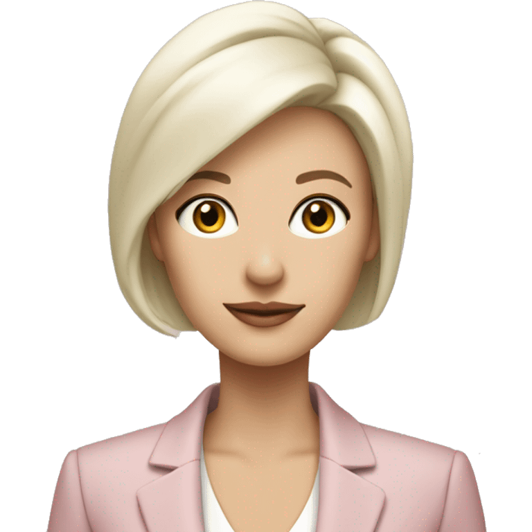 a 40 years old business woman in finance with very short platinum blonde hair wearing pale pink blazer emoji