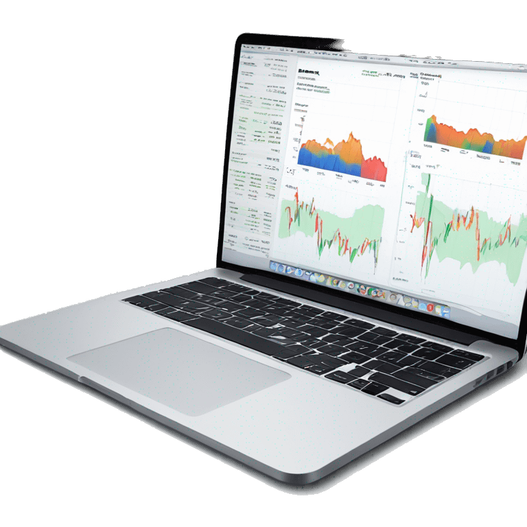 macbook with stock chart on market website emoji