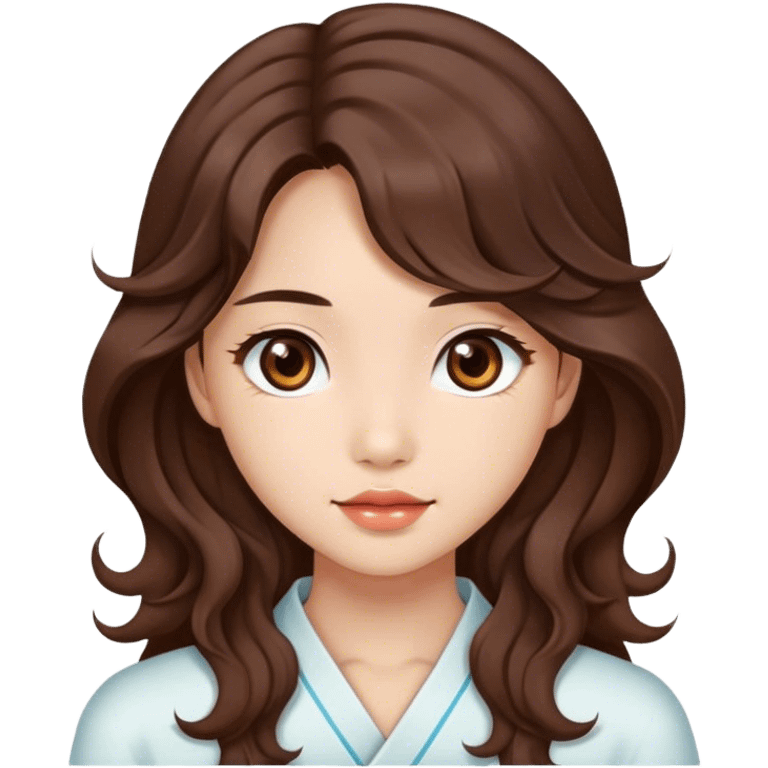 Beautiful girl,brown hair,wavy hair，long hair,brown eyes,Chinese emoji