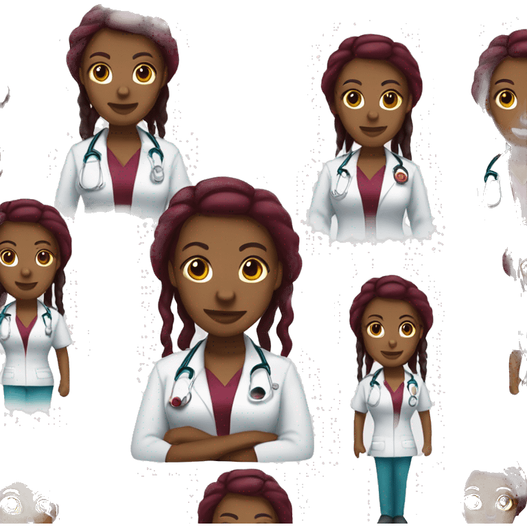 Brown skin girl  nurse with  burgundy dreadlocks  emoji