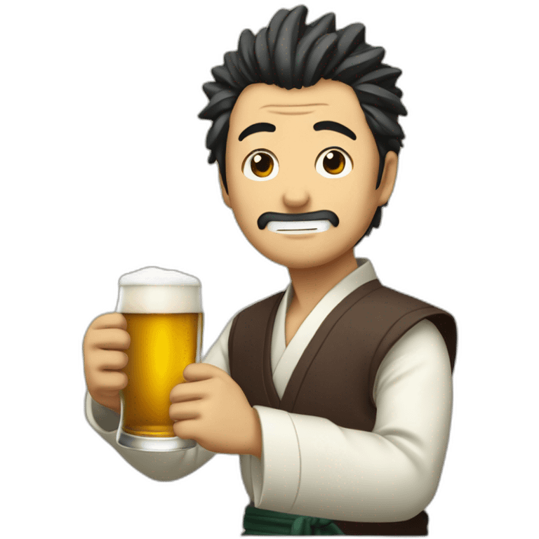 Tenjiro qui boit une bière emoji