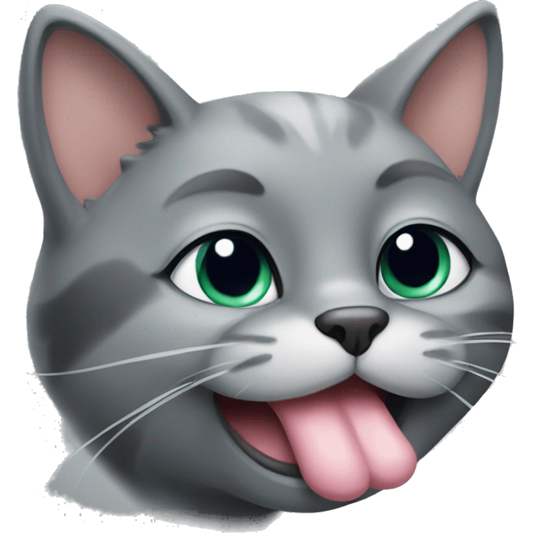 grey cat licking paw emoji