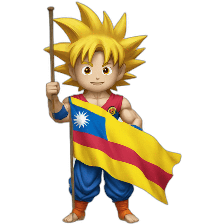 goku holding Ecuador's flag emoji