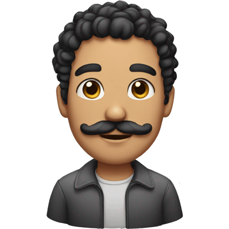 Man with short black hair and a big curly mustache emoji