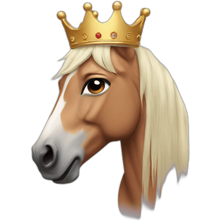 crying horse with a crown emoji