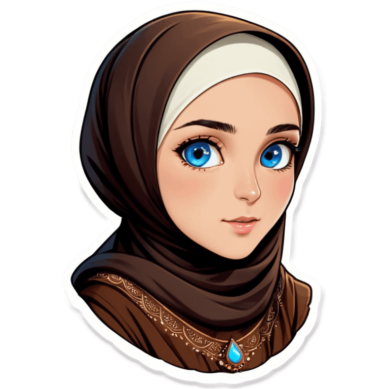 Turkish beautiful finish Konya girl blue eyes with hijab and brown stone dress emoji