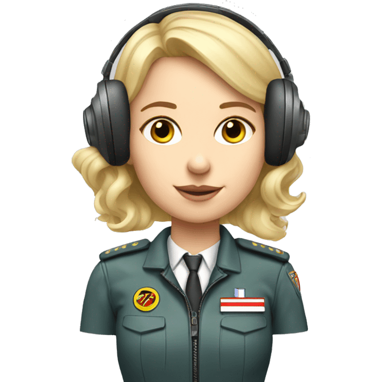 Blonde Russian pilot girl with pilot headset emoji