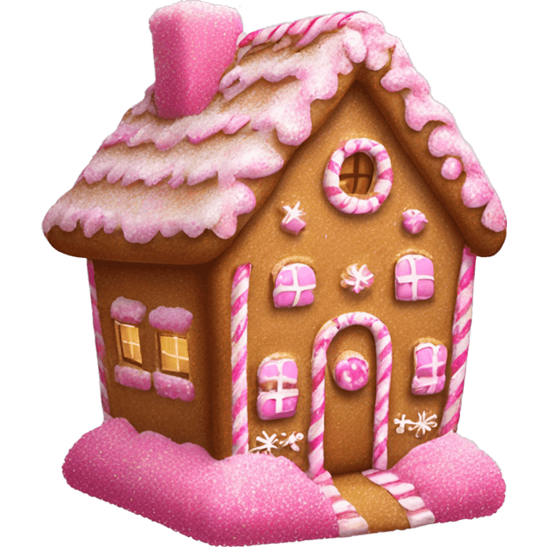 realistic pink glitter gingerbread house  emoji