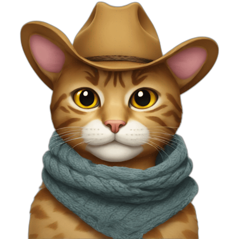 cowboy cat with a scarf around his neck emoji