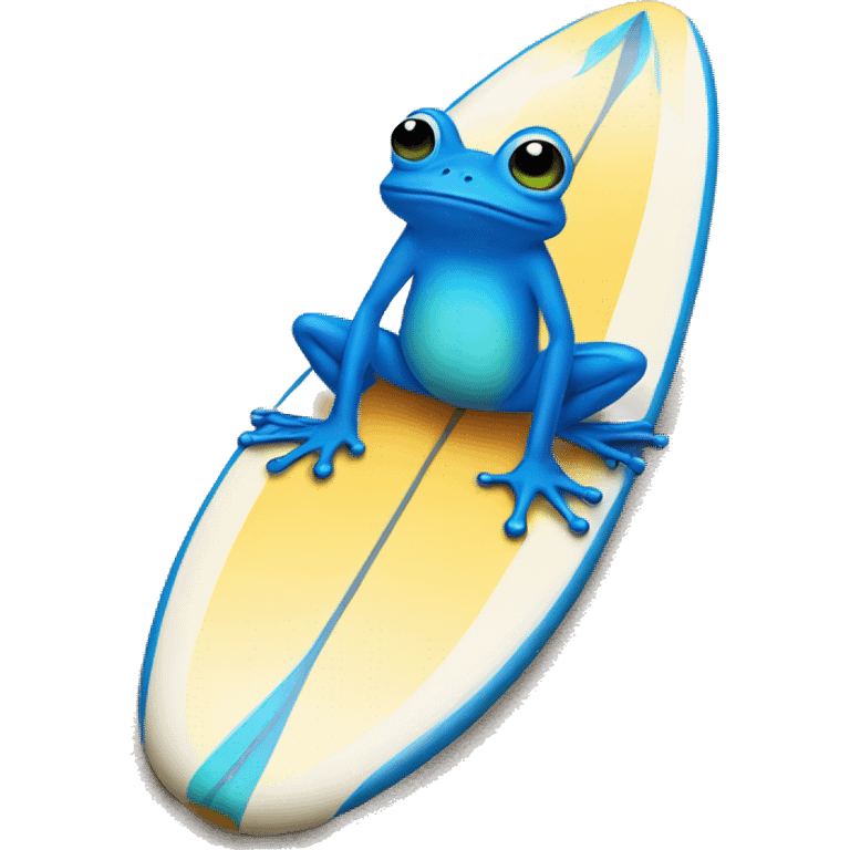 Blue frog on surf board emoji