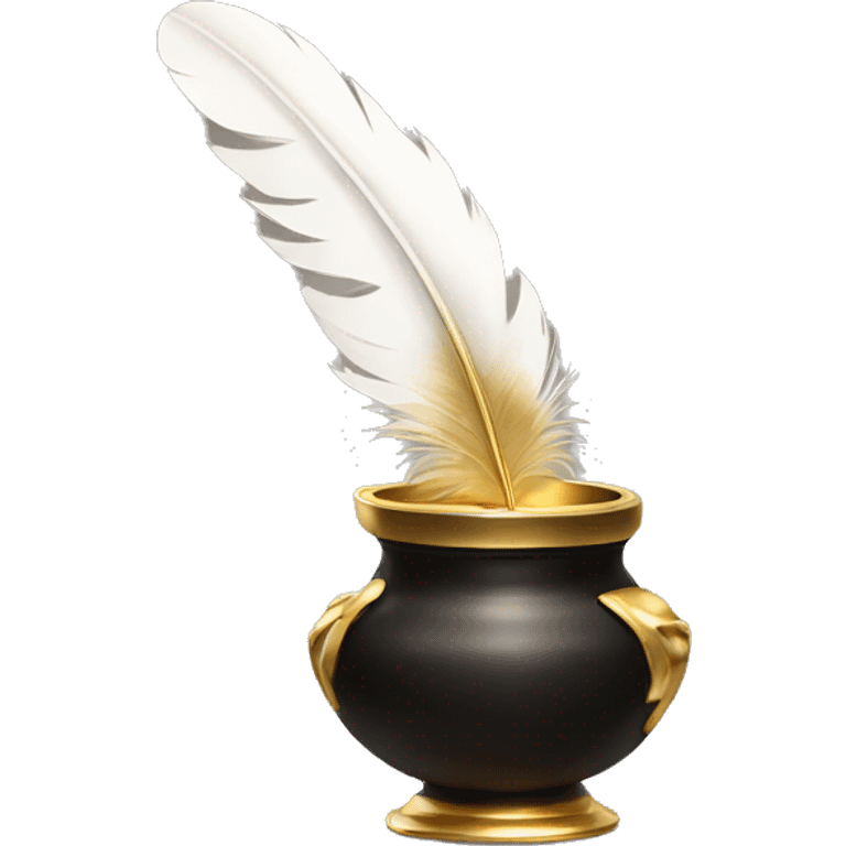 gold inkpot white feather emoji