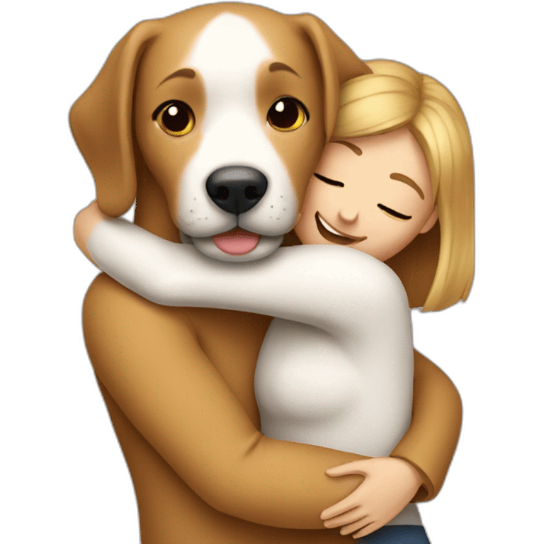 dog with woman hugging emoji