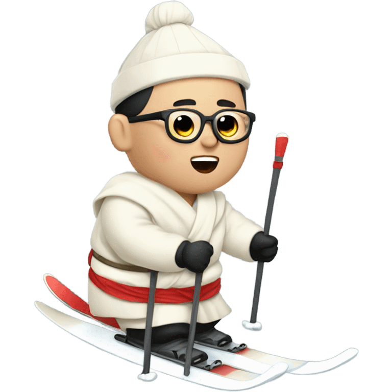 Kim jong un skiing in a toga  emoji