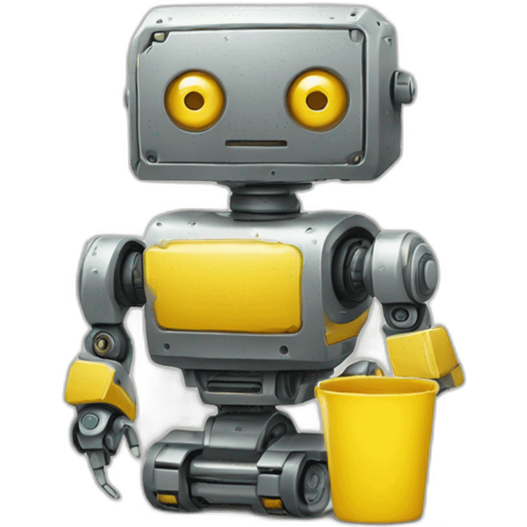 Robot tondeuse jaune et rectangulaire petit et plat emoji