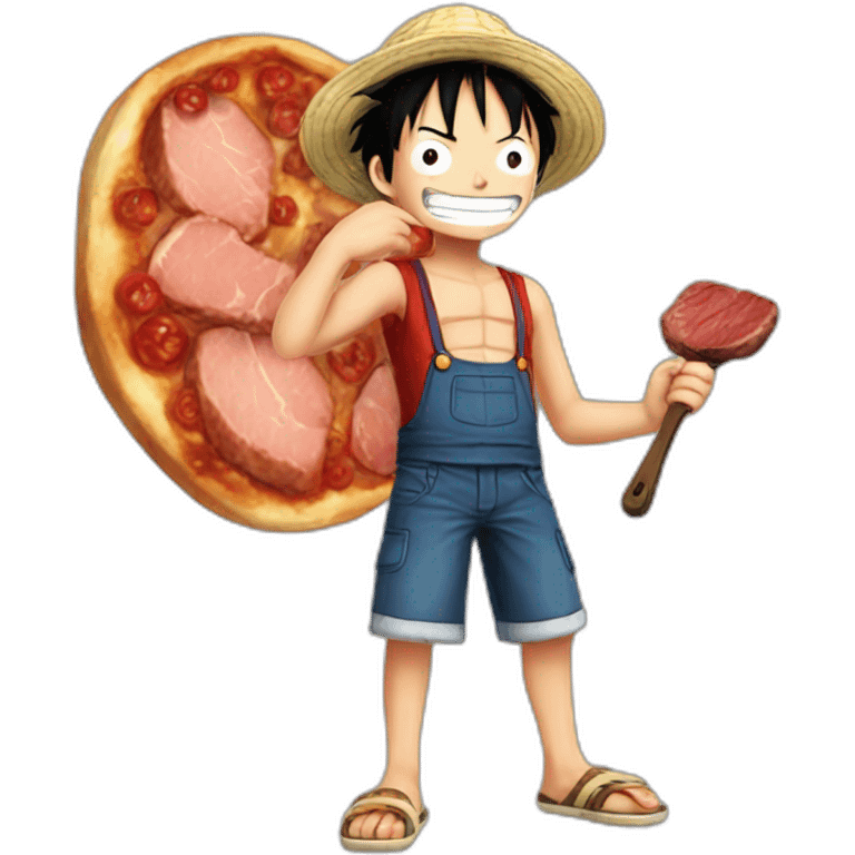 Luffy realiste eat steak emoji