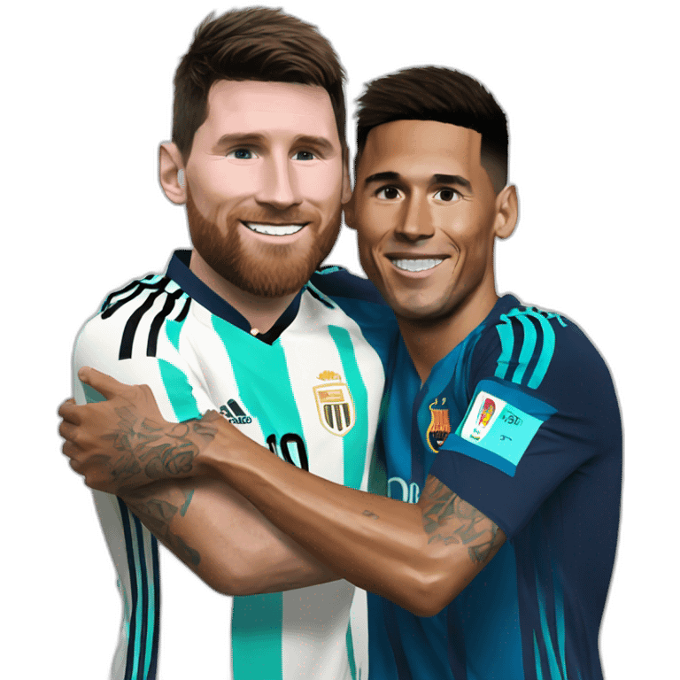 Messi hugging Ronaldo emoji