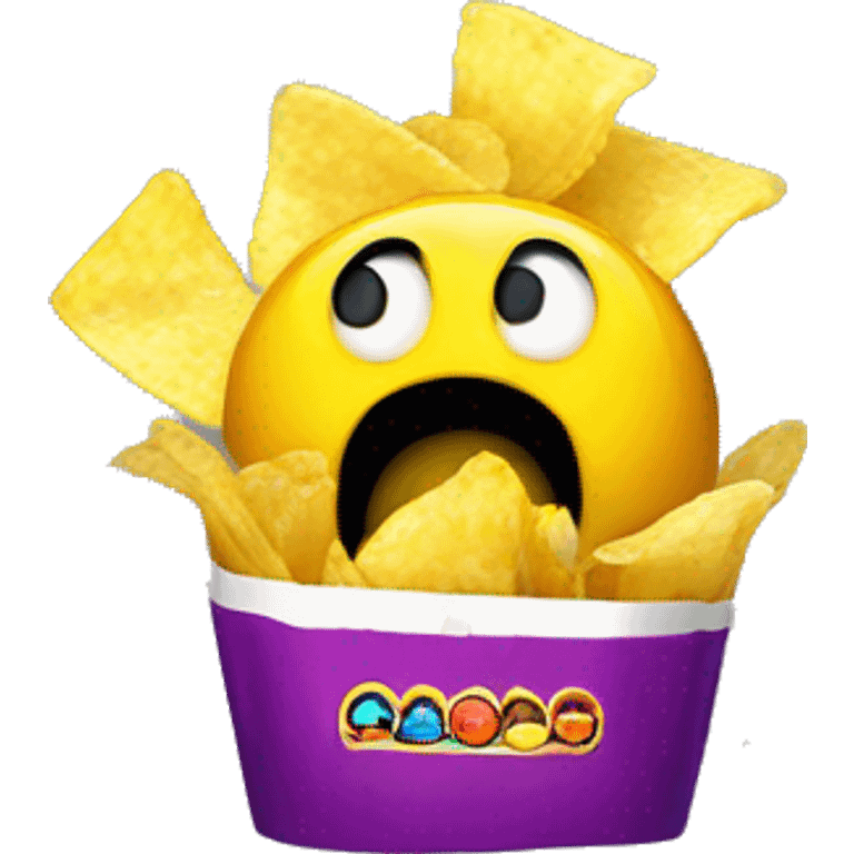 Pacman eating chips emoji