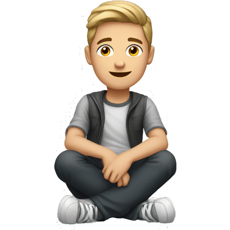 a whitee young man sitting   emoji